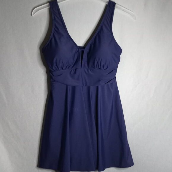 Shekini One-Piece Navy Dress Bathing Swimsuit Women's Size Lg - Picture 1 of 11